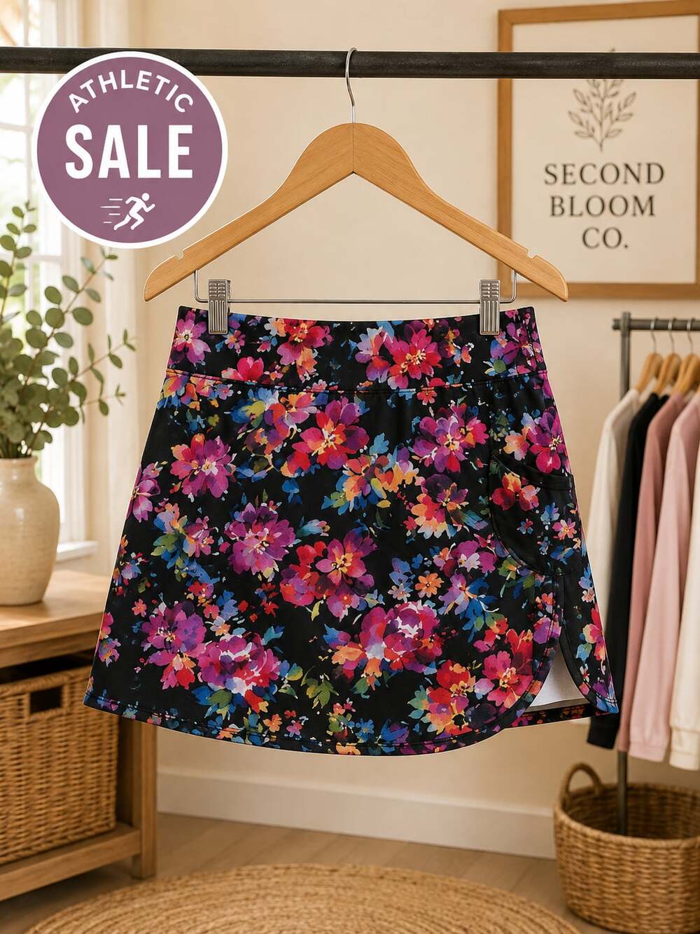 RBX Women’s Floral Athletic Skort Built-In Shorts Size Medium B1G1